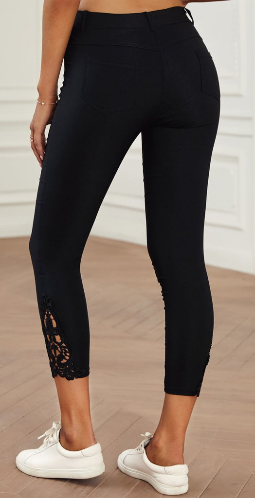 Solid Crochet Lace High Rise Cropped Leggings BloomChic
