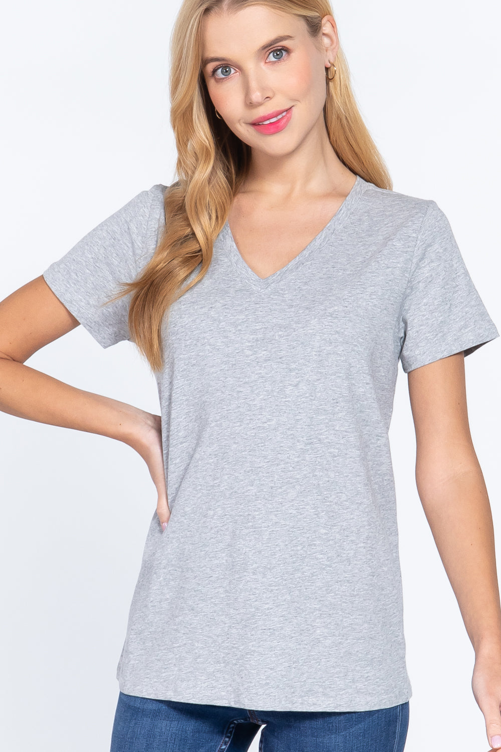 Gray V-Neck Tee