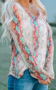 Naga Pink Snakeskin Long Sleeve Top